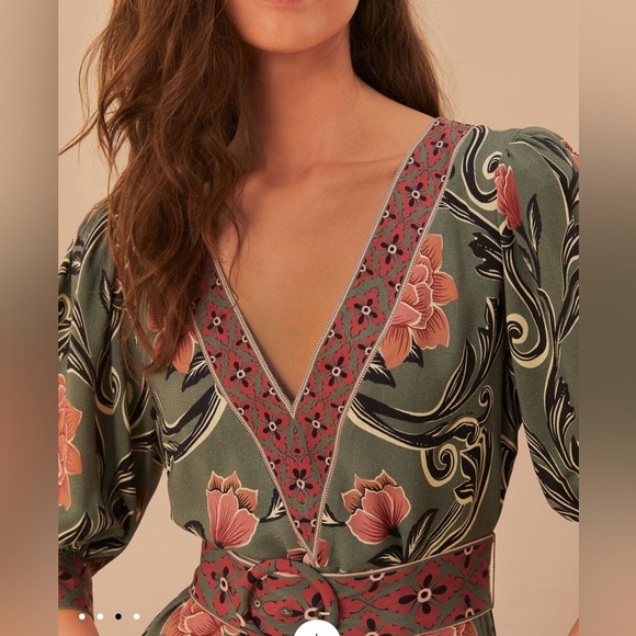 Farm Rio Arabesque Floral Green Maxi Dress - Picture 4 of 9